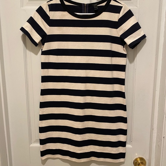 J Crew Striped Black and White shirt Dress - Picture 1 of 2
